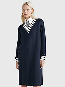 blue border stripe relaxed fit jumper dress for women tommy hilfiger