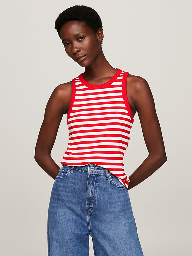 red slim fit racerback tank top for women tommy hilfiger