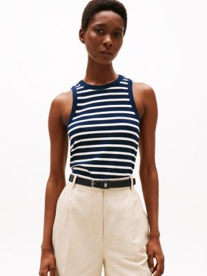 multi geripptes slim fit tanktop für damen - tommy hilfiger