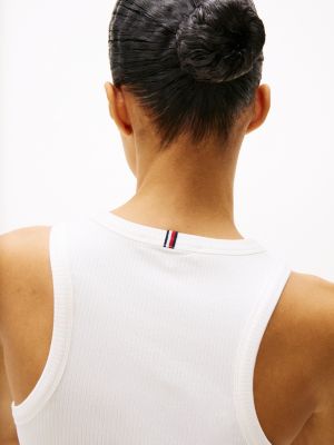 white ribbed slim tank top for women tommy hilfiger