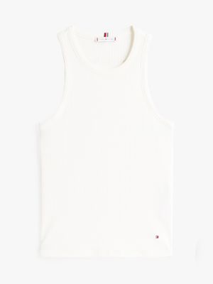 white ribbed slim tank top for women tommy hilfiger