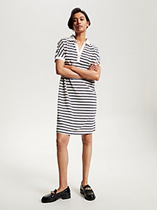 wit gestreepte relaxed fit polojurk voor dames - tommy hilfiger