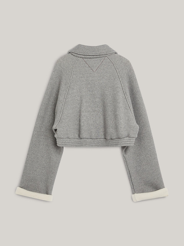 giacca crop classics relaxed fit con stemma grey da donna tommy hilfiger