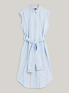 blau relaxed fit hemdkleid mit wappen und streifen für damen - tommy hilfiger