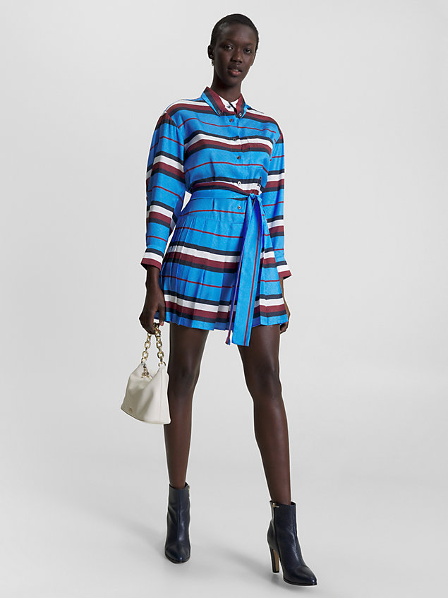 blue crest stripe relaxed fit shirt dress for women tommy hilfiger