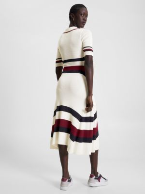 Global Stripe Midi Dress | WHITE | Tommy Hilfiger