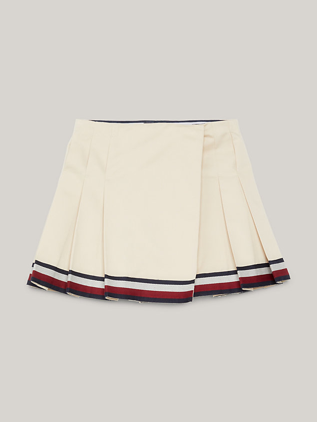 beige pleated flare chino skirt for women tommy hilfiger