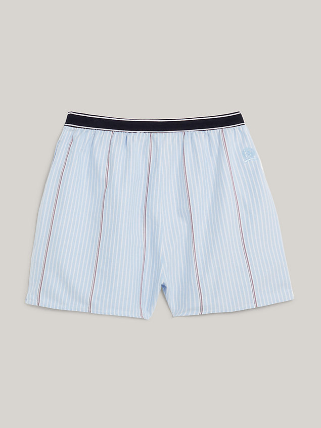 blue crest global stripe relaxed dual gender boxer shorts for women tommy hilfiger