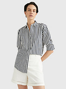 white 1985 collection stripe regular fit shirt for women tommy hilfiger