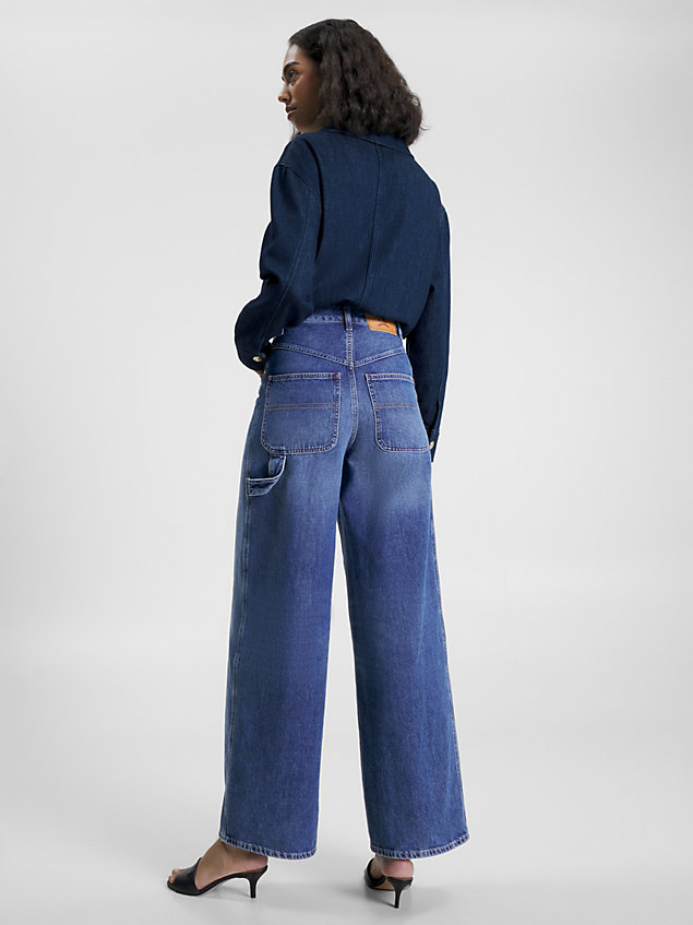 jeans carpenter classics sbiaditi con stemma denim da donna tommy hilfiger