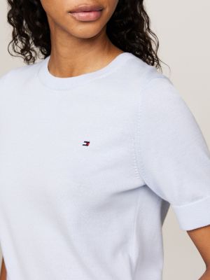 blue flag embroidery jersey short sleeve jumper for women tommy hilfiger