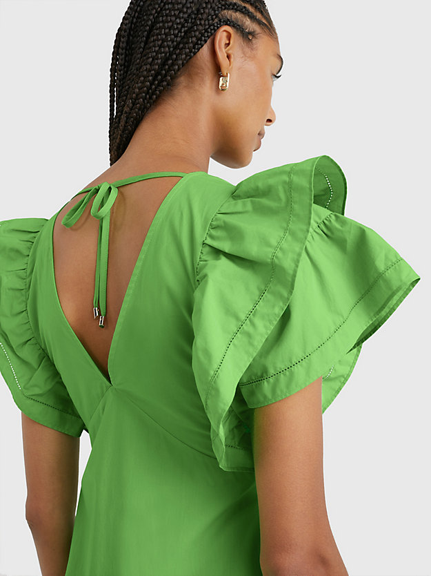 SPRING LIME Ruffled Sateen Maxi Dress for women TOMMY HILFIGER