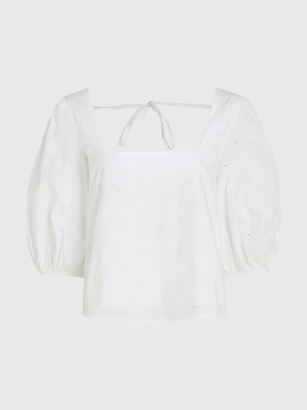 TH OPTIC WHITE Puff Sleeve Regular Fit Blouse for women TOMMY HILFIGER