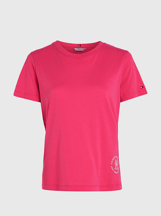 rosa logo-t-shirt mit rundhalsausschnitt für damen - tommy hilfiger