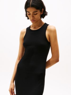 black slim sleeveless maxi bodycon dress for women tommy hilfiger