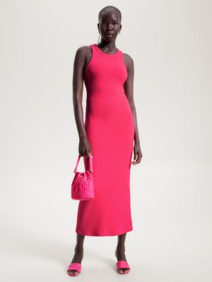 Ribbed Midi Bodycon Dress, Pink