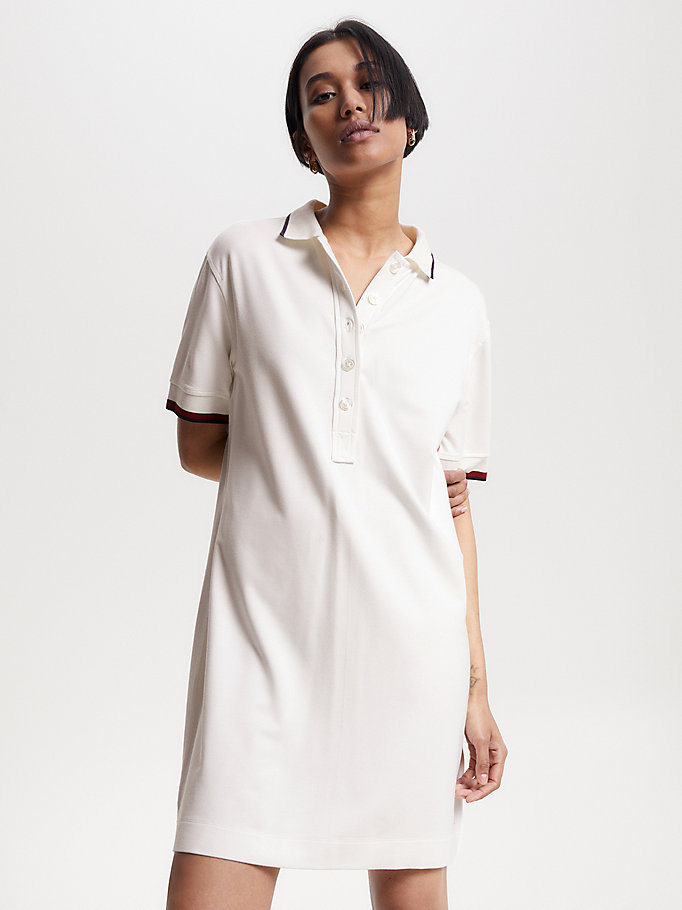 Global Stripe Mini Polo Dress | White | Tommy Hilfiger