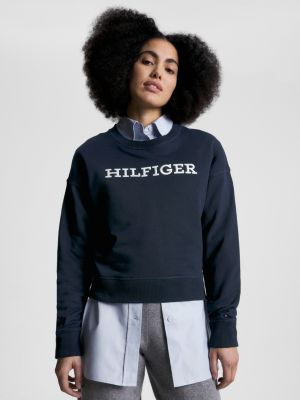 Sweatshirt mit Tommy | Blau Hilfiger-Monotype-Stickerei | Hilfiger