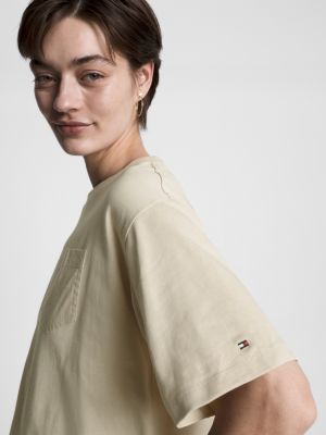 Relaxed Fit Halbarm-T-Shirt Beige Hilfiger | Tommy 