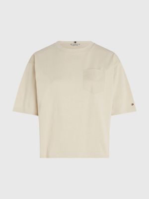 Tommy Fit Beige Halbarm-T-Shirt Relaxed | Hilfiger |