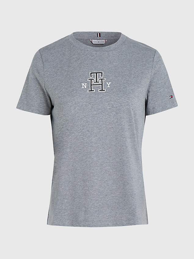 grey varsity logo jersey t-shirt for women tommy hilfiger