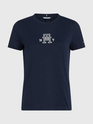 blue varsity logo jersey t-shirt for women tommy hilfiger