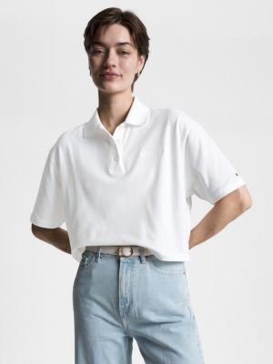 Tommy hilfiger white on sale polo shirt womens