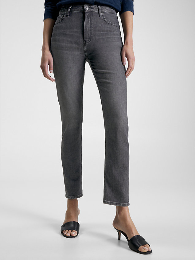 denim rome slim straight jeans mit hohem bund für damen - tommy hilfiger