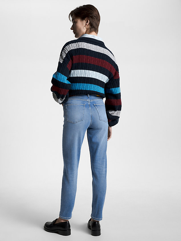 denim gramercy high rise tapered jeans met fading voor dames - tommy hilfiger