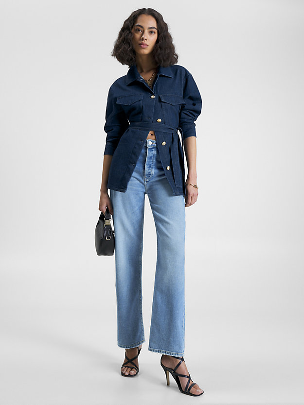 denim high rise relaxed straight jeans met fading voor dames - tommy hilfiger