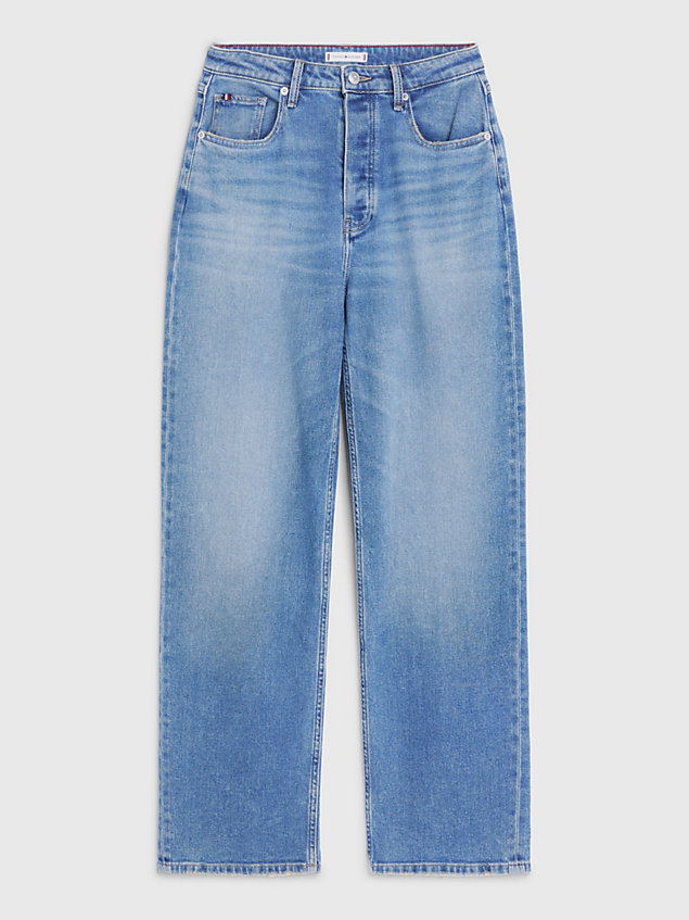 denim high rise relaxed straight jeans met fading voor dames - tommy hilfiger