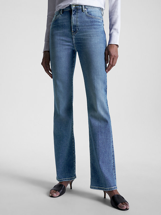 denim bootcut jeans mit hohem bund und fade-effekt für damen - tommy hilfiger