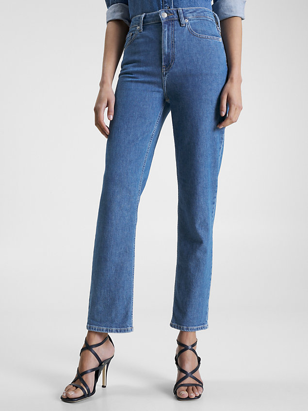 denim classics figurbetonte straight jeans mit hohem bund für damen - tommy hilfiger