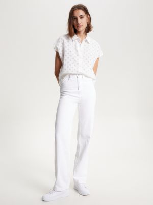 High Rise Relaxed Straight White Jeans | White | Tommy Hilfiger