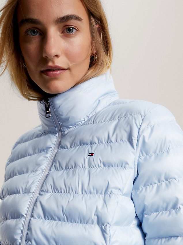 blue recycled padded global stripe jacket for women tommy hilfiger