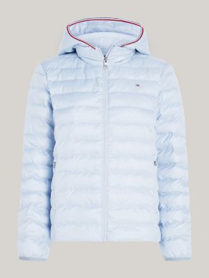 blau leichtgewichtige steppjacke mit kapuze für damen - tommy hilfiger