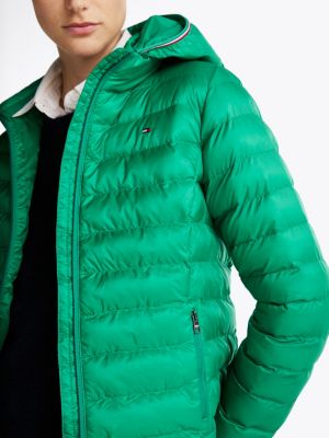 grün leichtgewichtige steppjacke mit kapuze für damen - tommy hilfiger