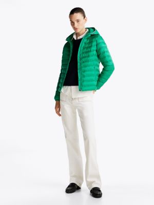 green lightweight padded hooded jacket for women tommy hilfiger