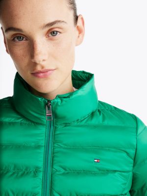 grün leichtgewichtige steppjacke mit kapuze für damen - tommy hilfiger