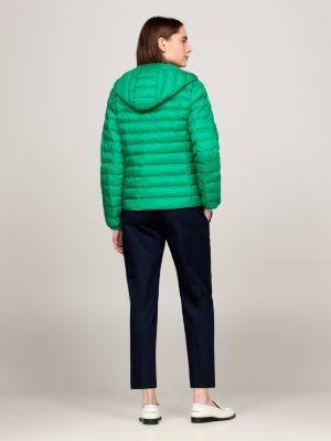 green lightweight padded hooded jacket for women tommy hilfiger