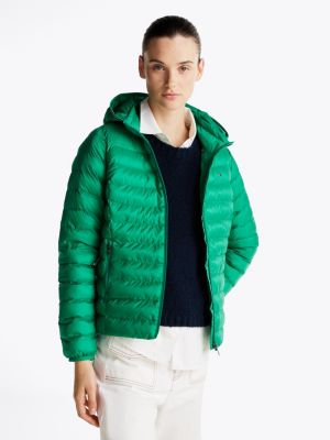 green lightweight padded hooded jacket for women tommy hilfiger