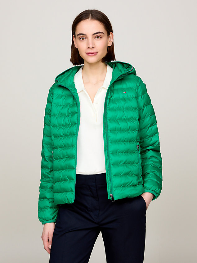 green global stripe water repellent lightweight padded jacket for women tommy hilfiger
