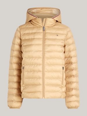 khaki lightweight padded hooded jacket for women tommy hilfiger