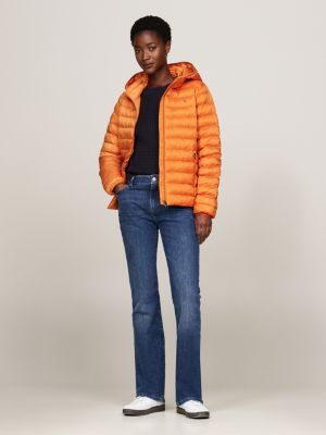 orange lightweight padded hooded jacket for women tommy hilfiger