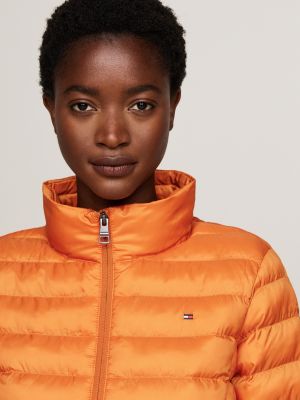 orange lightweight padded hooded jacket for women tommy hilfiger