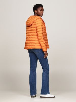 orange lightweight padded hooded jacket for women tommy hilfiger