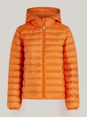 orange lightweight padded hooded jacket for women tommy hilfiger