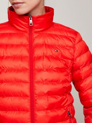 Global Stripe Water Repellent Lightweight Padded Jacket, Red