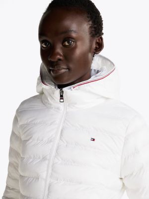 weiß leichtgewichtige steppjacke mit kapuze für damen - tommy hilfiger