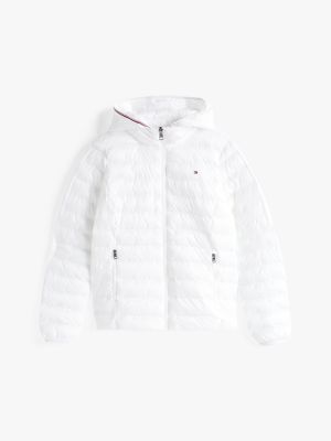 weiß leichtgewichtige steppjacke mit kapuze für damen - tommy hilfiger